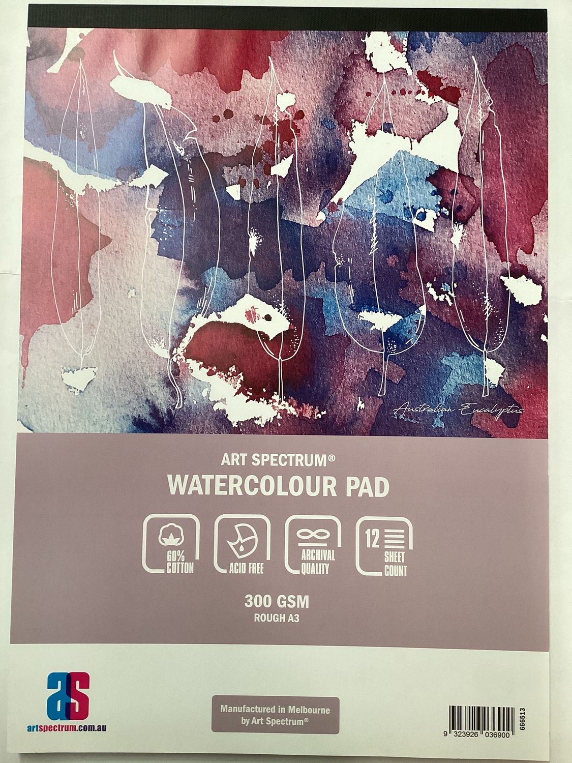 AS 60% COTTON WATERCOLOUR PAD 300 A3 ROUGH 12sheet