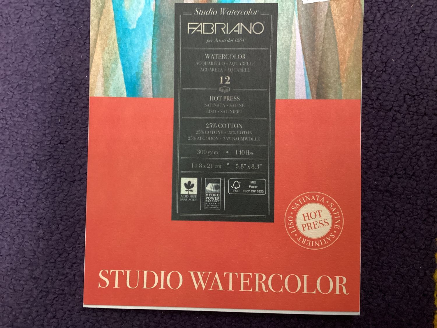 FABRIANO  STUDIO WATERCOLOUR PAD A5 300GSM HP
