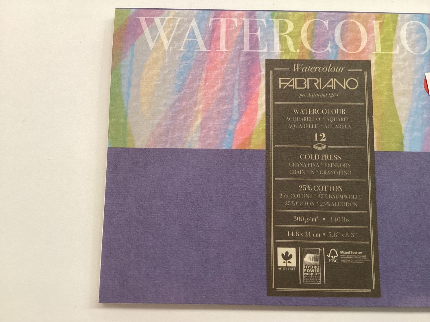 FABRIANO  STUDIO WATERCOLOUR PAD A5 300GSM CP
