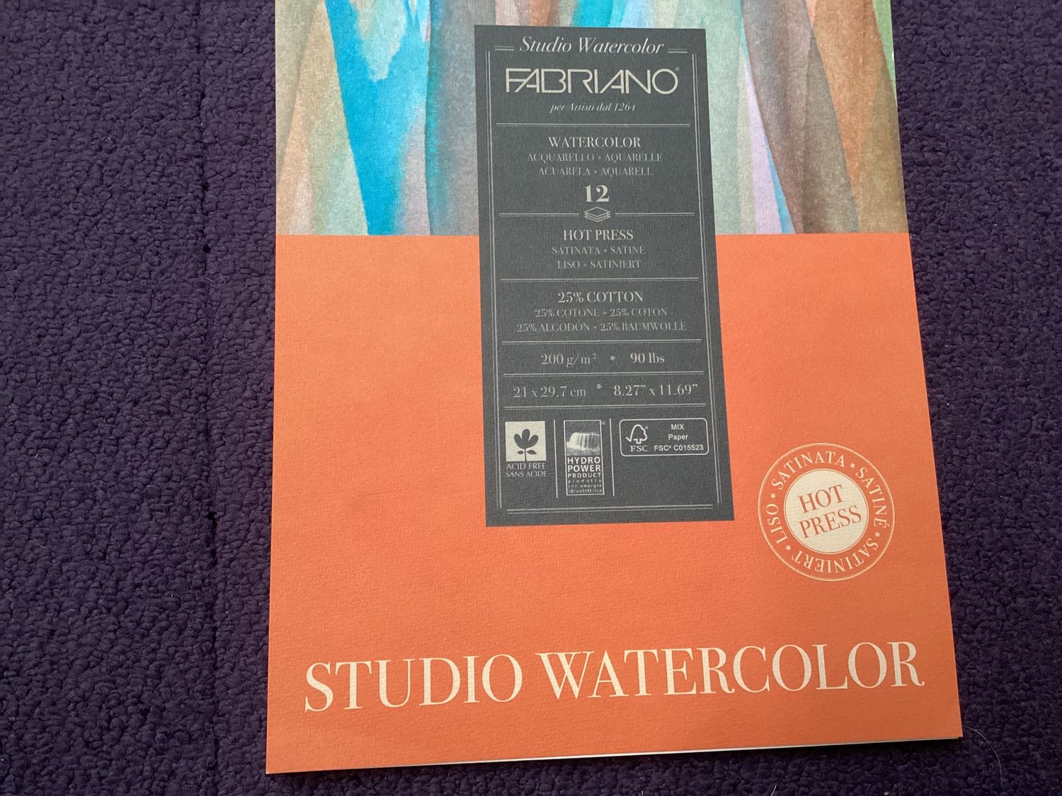 FABRIANO STUDIO WATERCOLOUR PAD A4 200GSM HP