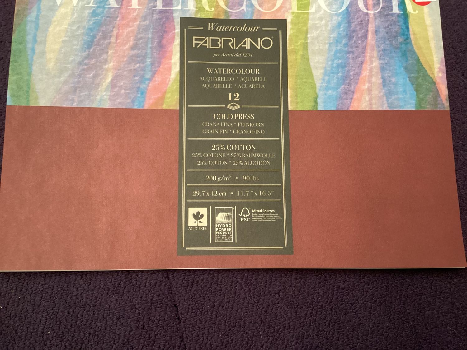 FABRIANO STUDIO WATERCOLOUR PAD A3 200GSM CP