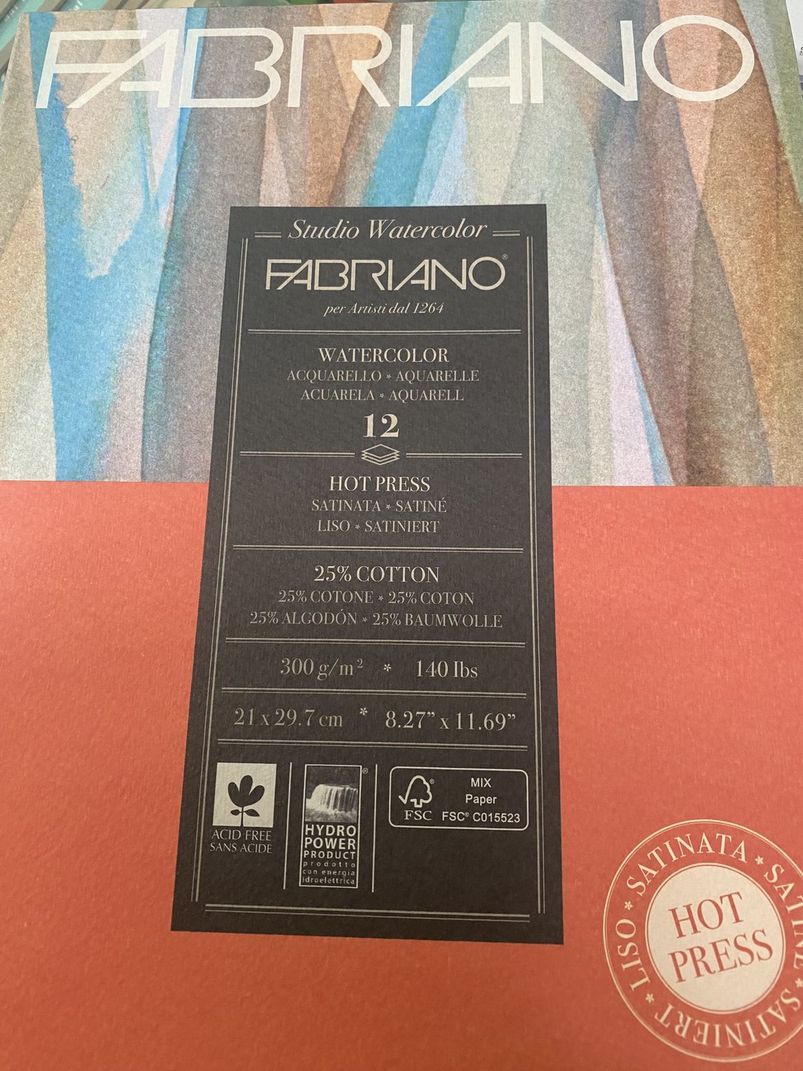 FABRIANO STUDIO  WCOL PAD A4 300G HP SMOOTH 12 SHEETS