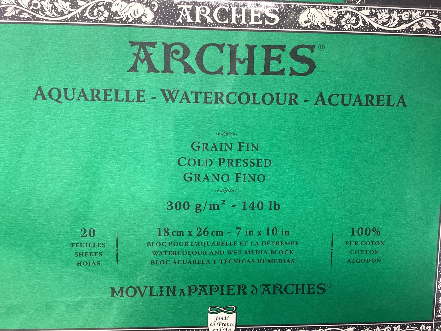 Arches Wcol Block  18 x26cm CP 20 sheets
