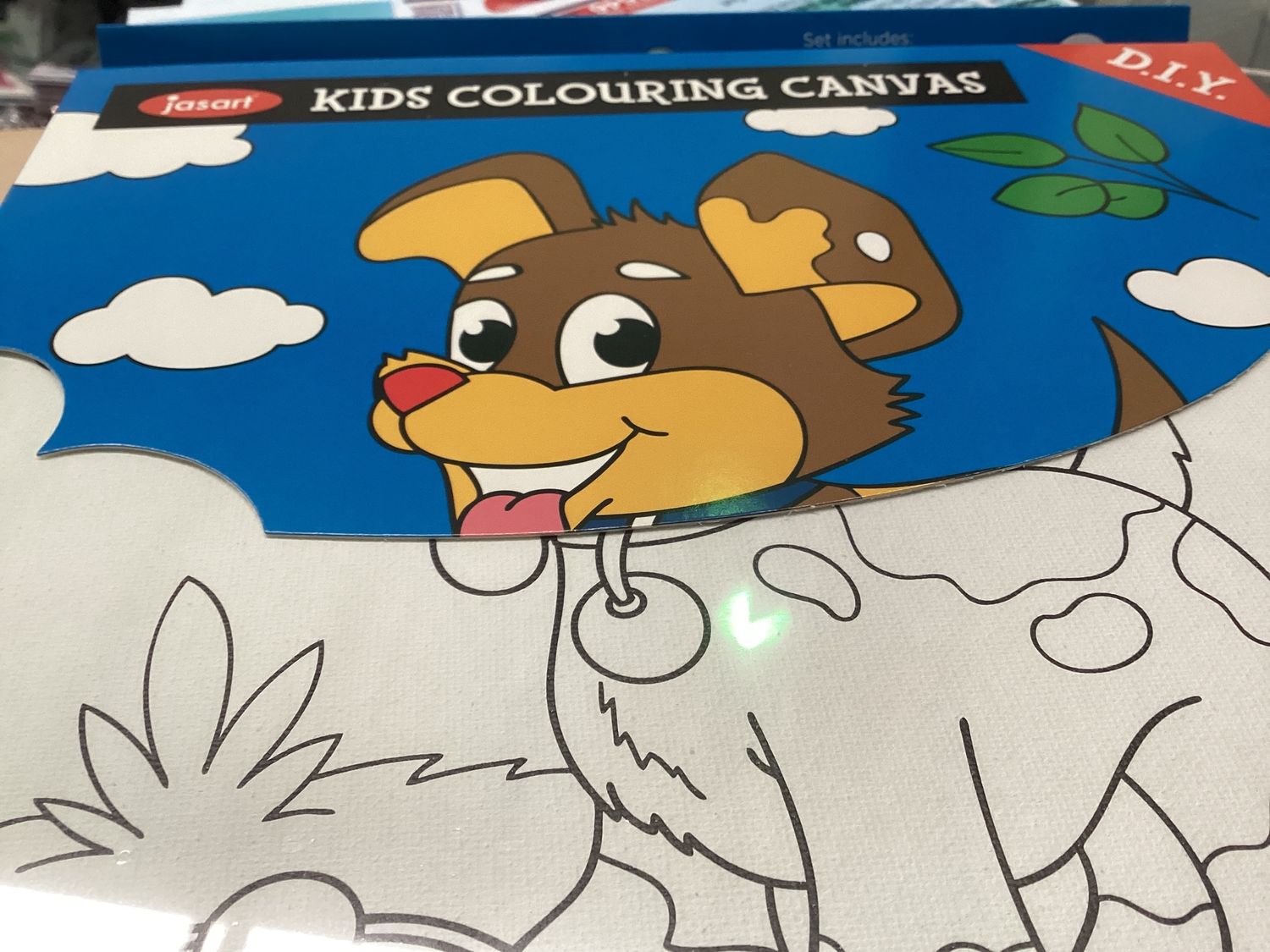 Kids colouring canvas puppies