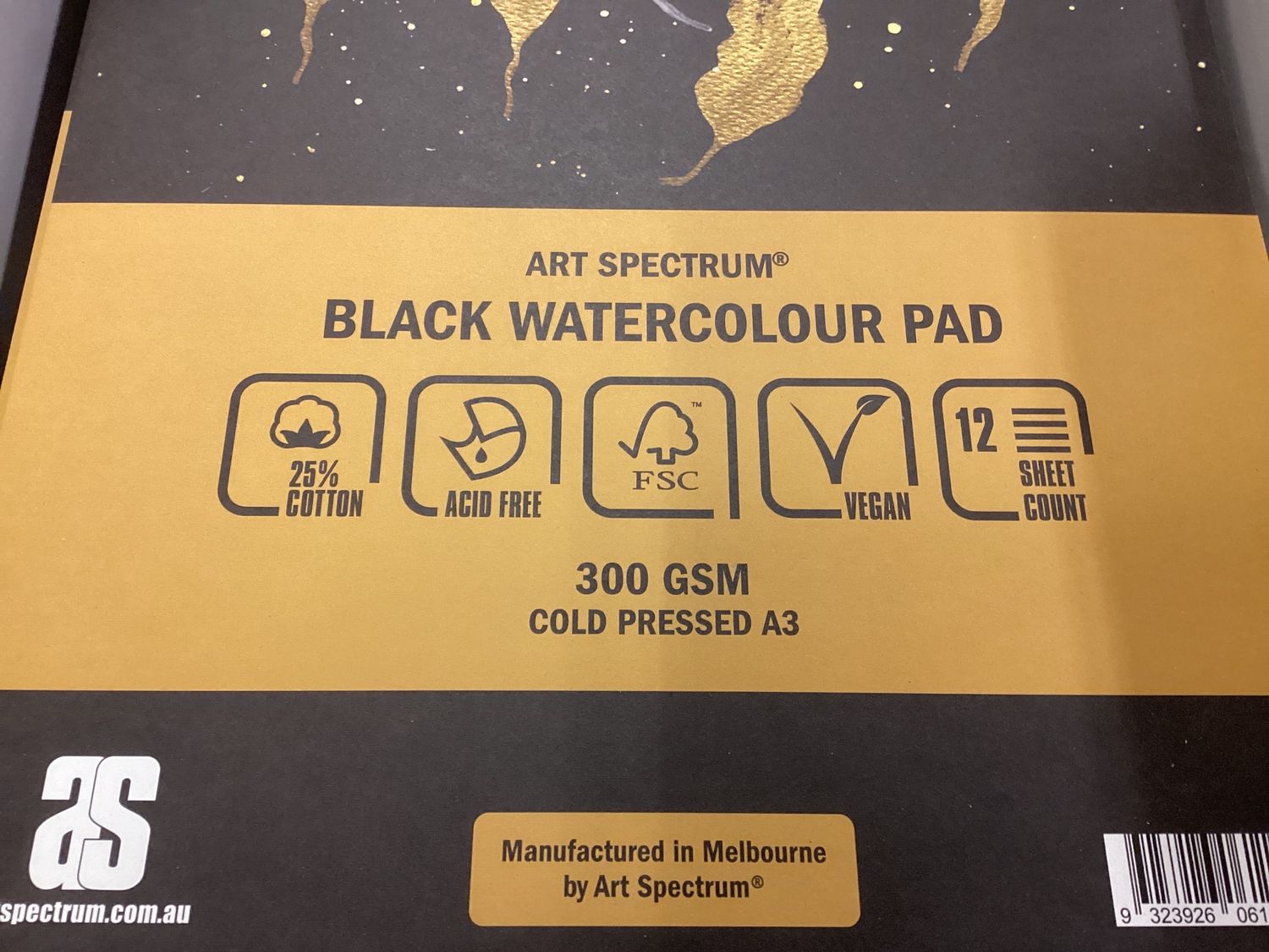 AS Black Watercolour Pad A3 300 gsm CP 12 sht