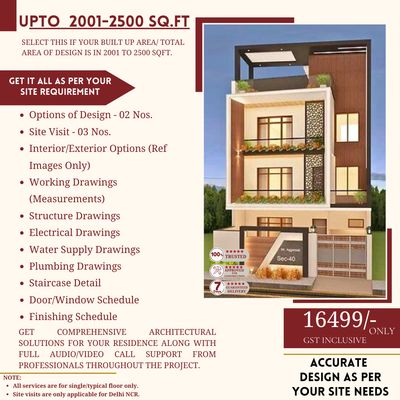 Architect Design Package: between 2001 to 2500 Sq.Ft. Projects.