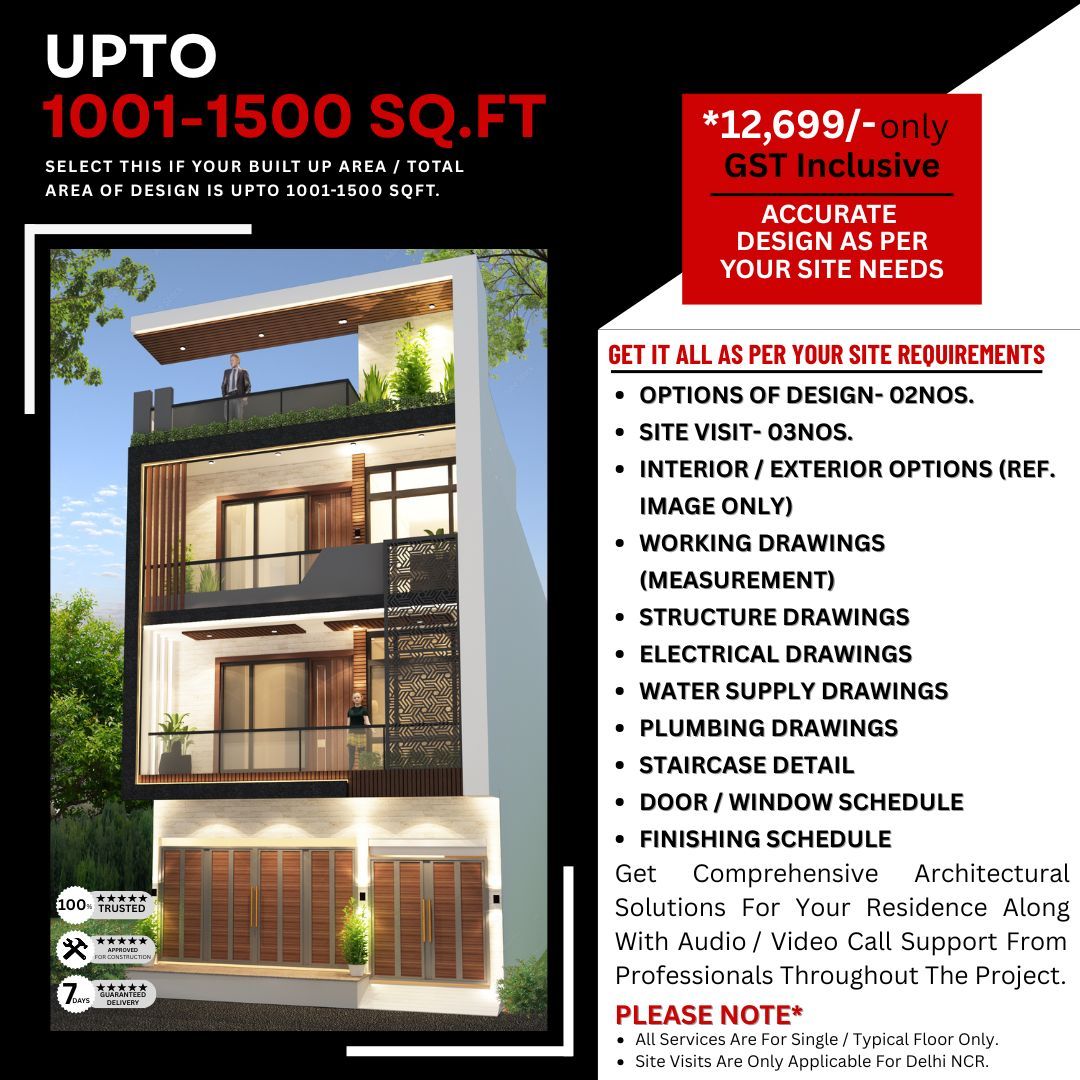 Architect Design Package: between 1001 to 1500 Sq.Ft. Projects.