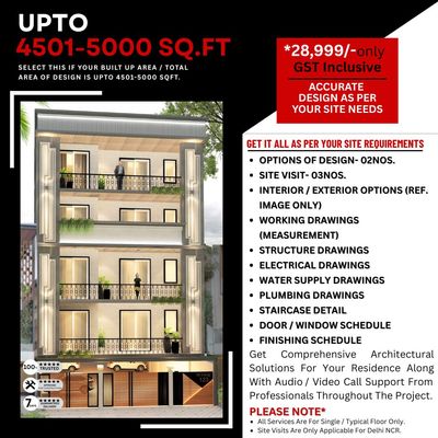 Architect Design Package: between 4501 to 5000 Sq.Ft. Projects.