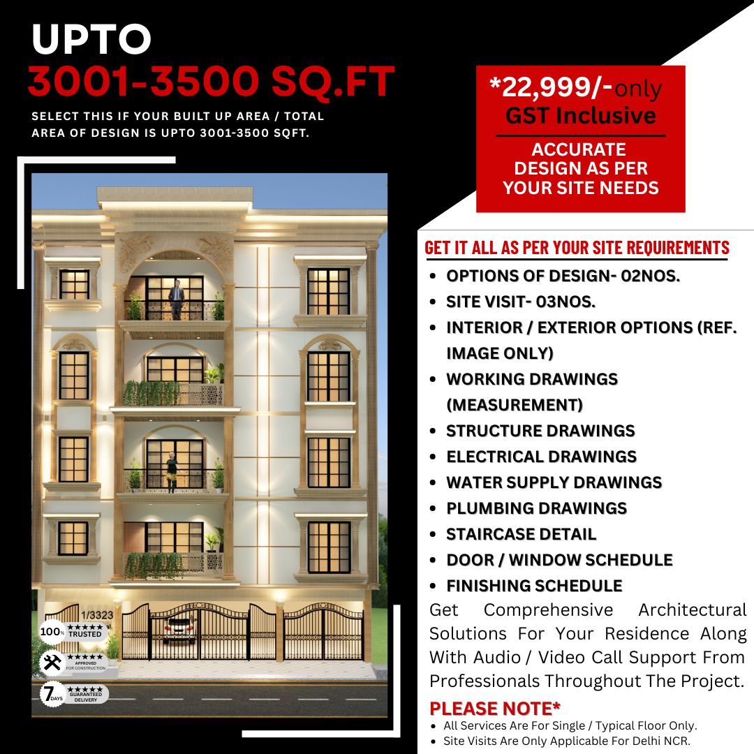 Architect Design Package: between 3001 to 3500 Sq.Ft. Projects.