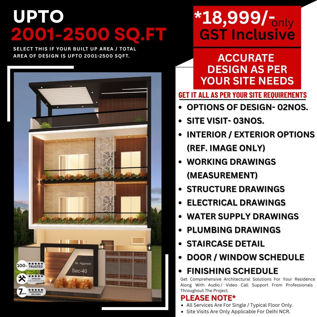 Architect Design Package: between 2001 to 2500 Sq.Ft. Projects.