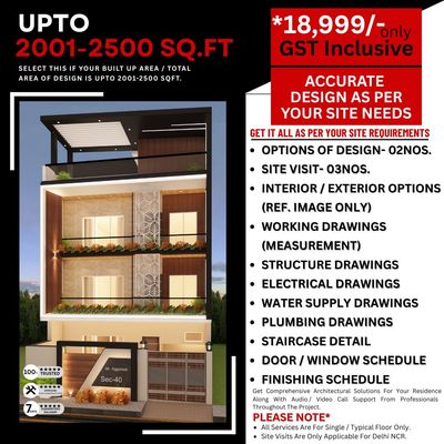 Architect Design Package: between 2001 to 2500 Sq.Ft. Projects.