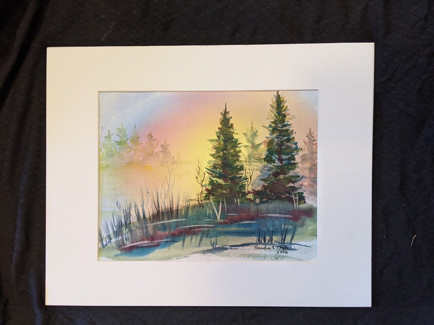 Pines at Sunrise-Watercolor