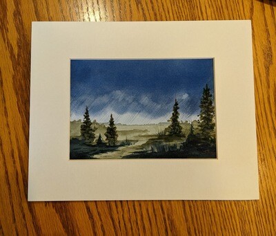 Distant Rain-Watercolor