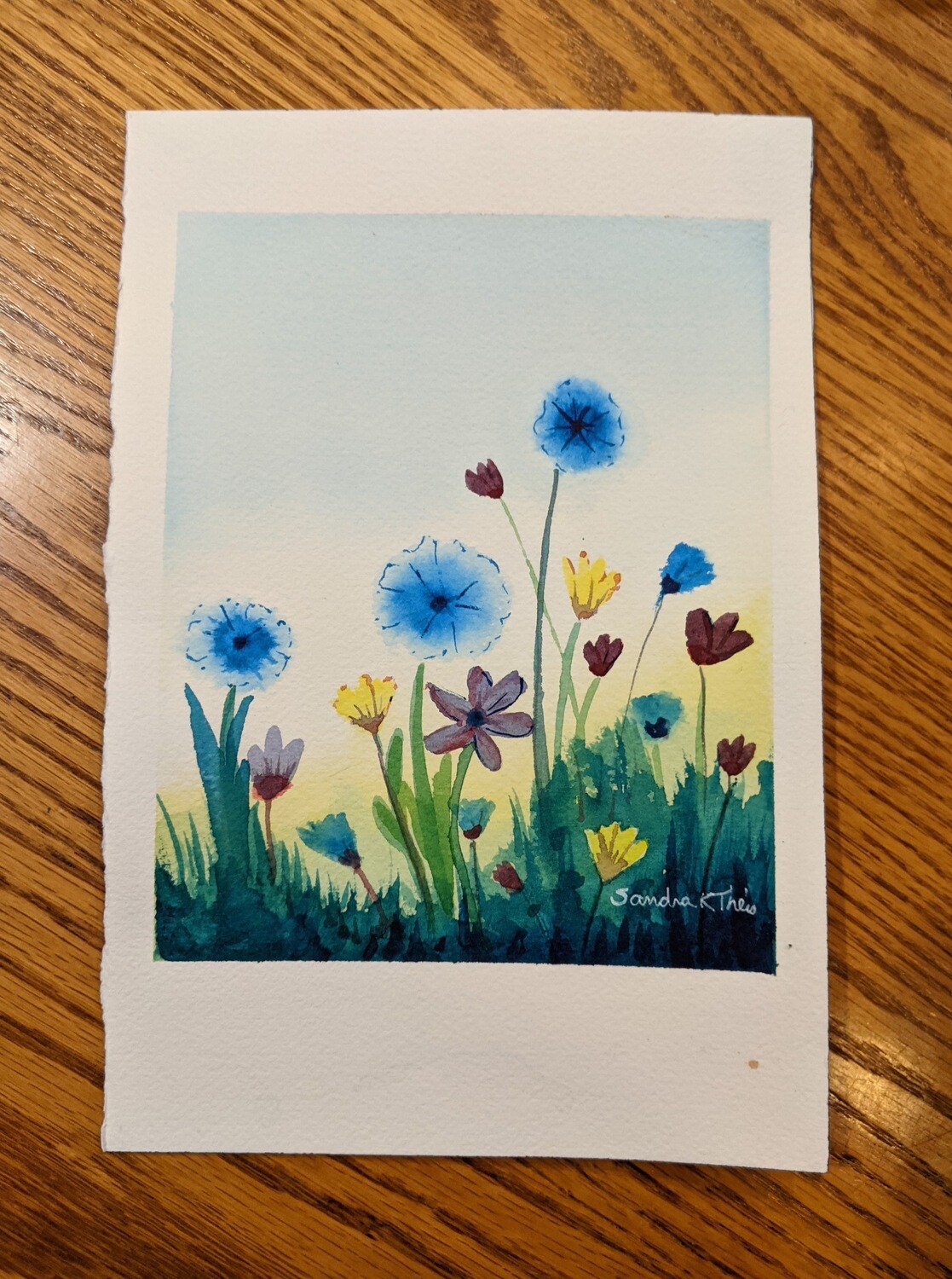 Blue Flowers-Watercolor