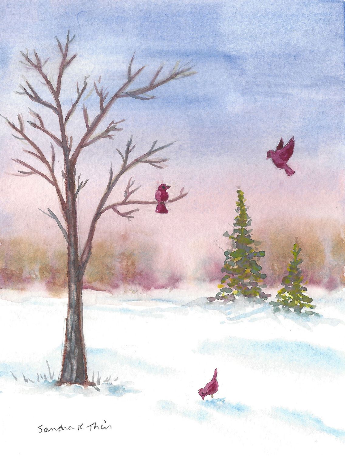 Three Red Birds