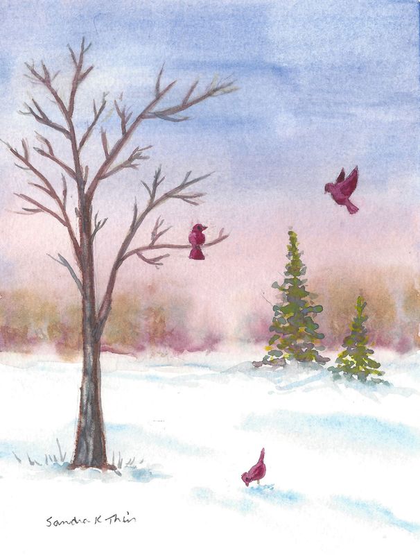 Three Red Birds