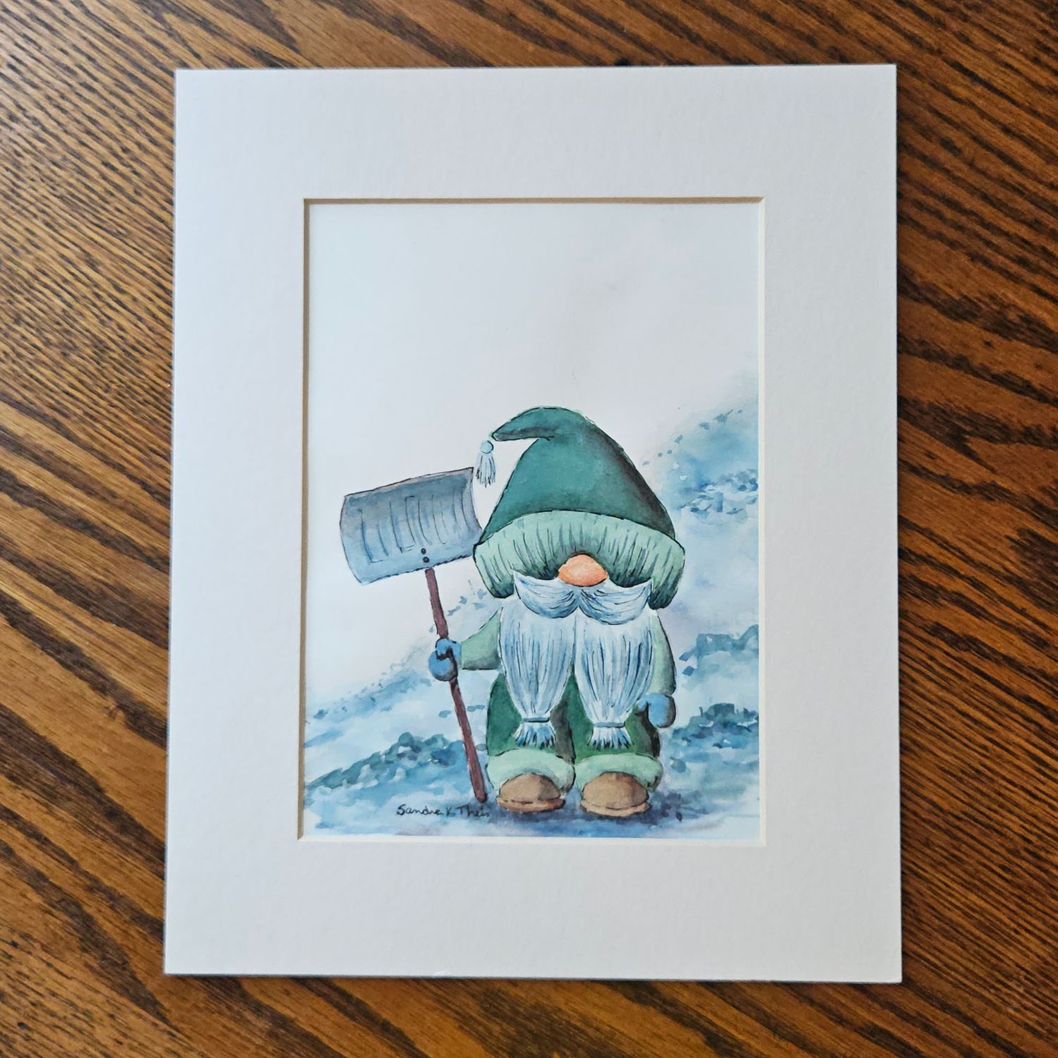 Tomte with Shovel - Watercolor