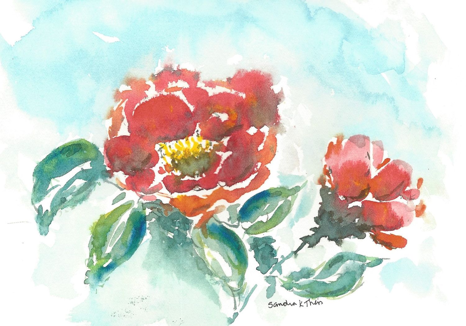 Red Flower-Watercolor