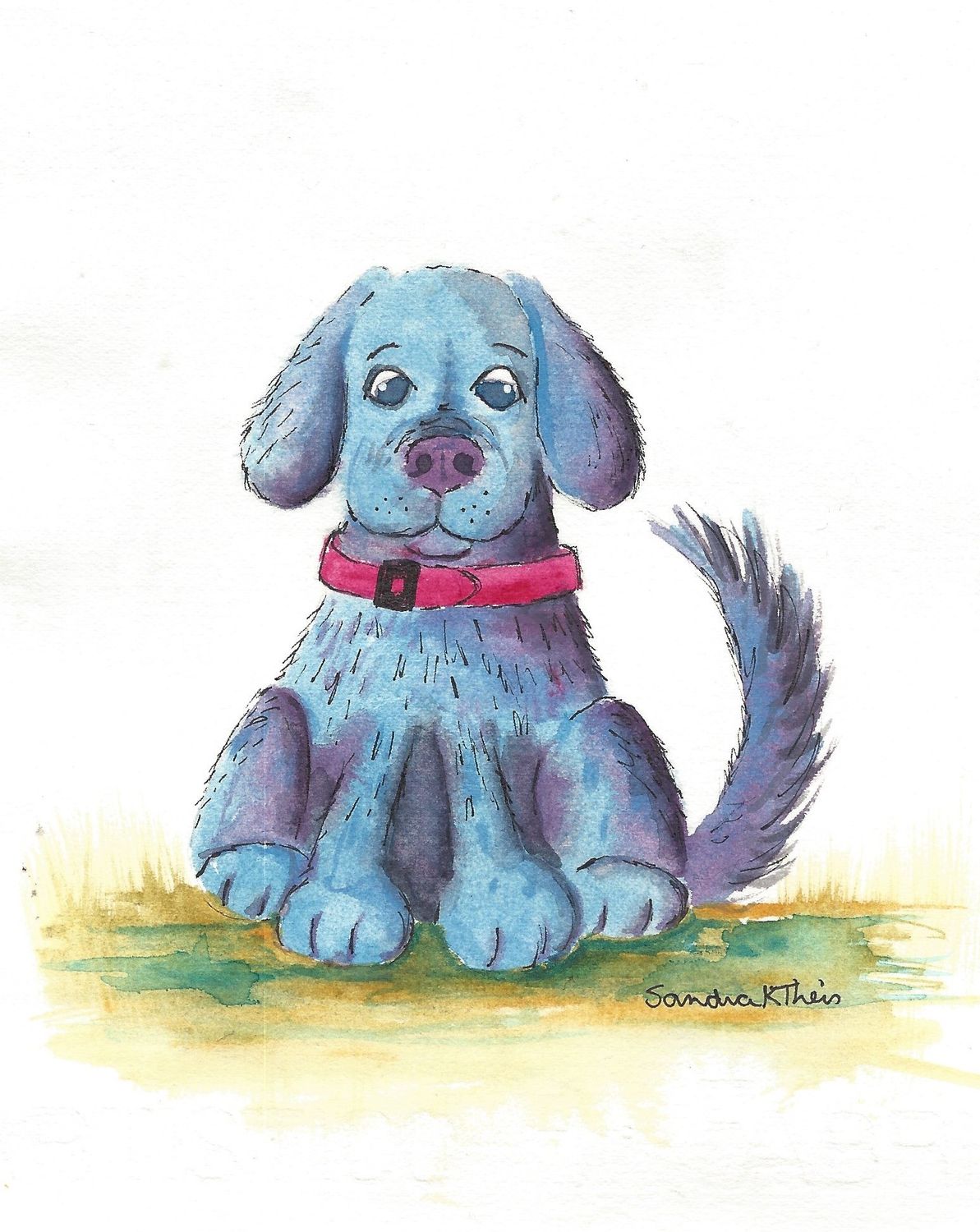 Blue Dog-Watercolor