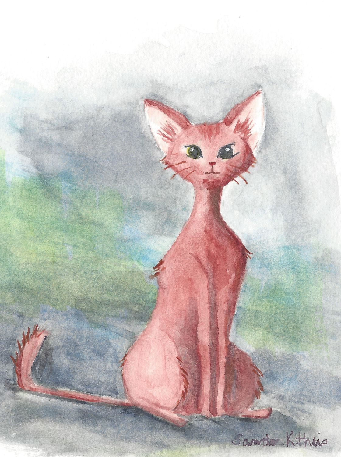 Copper Cat-Watercolor