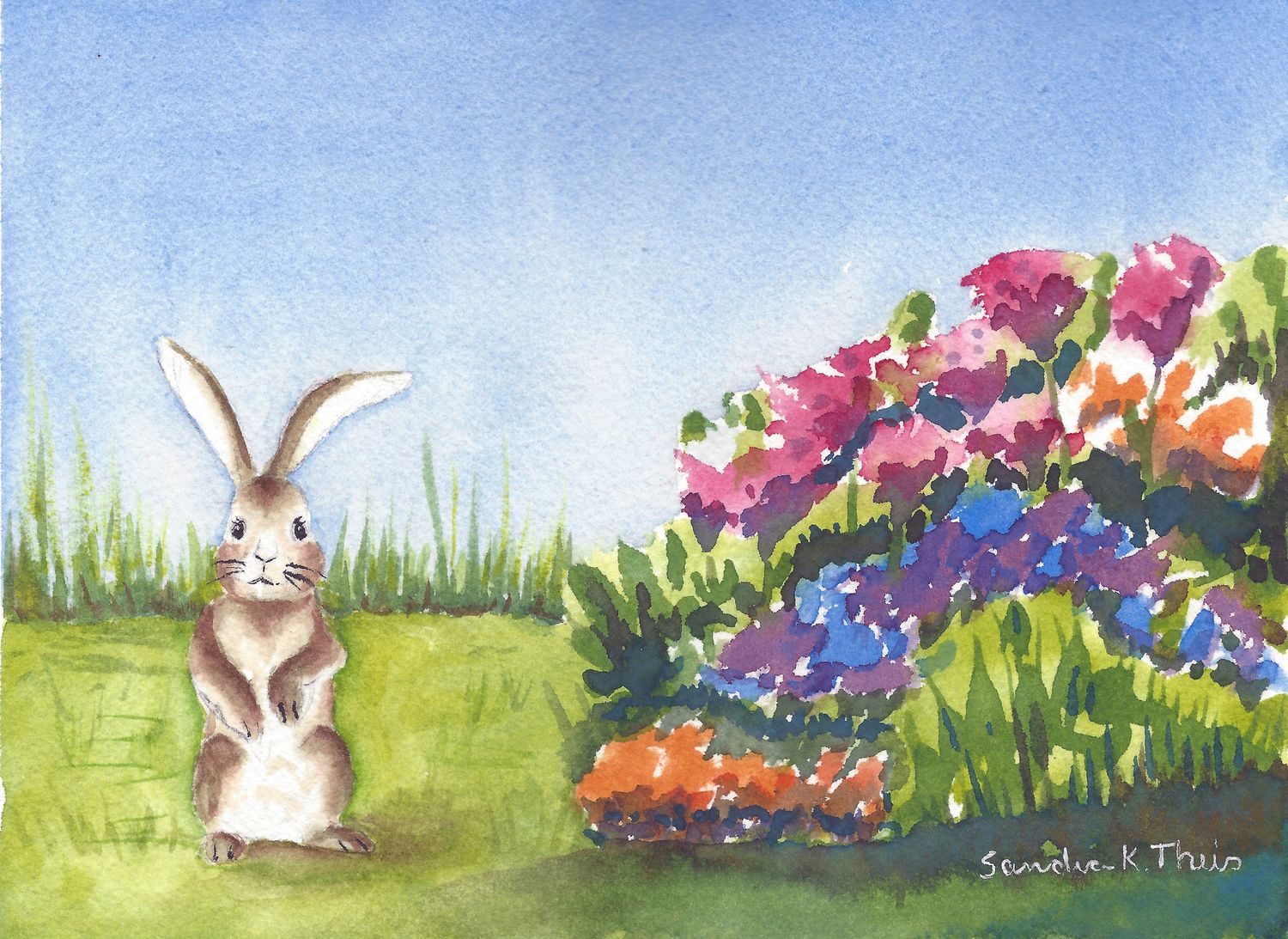 Garden Bunny-Watercolor