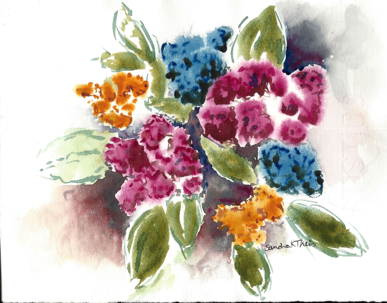 Zoom Flowers-Watercolor