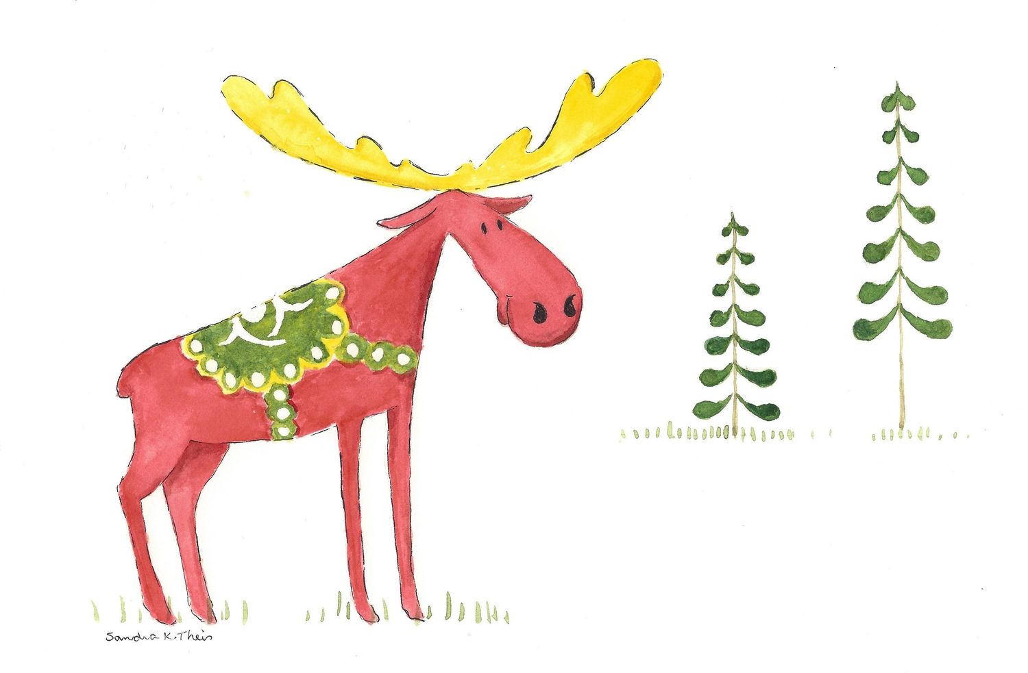 Dala Moose-Watercolor