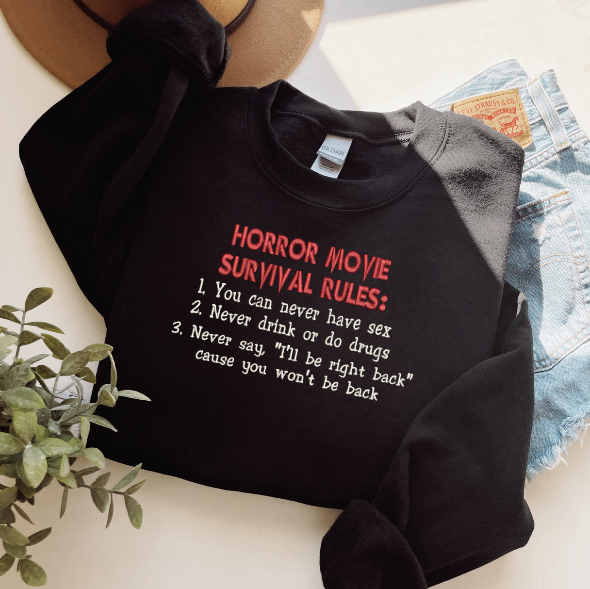 Horror Rules Embroidered Sweatshirt
