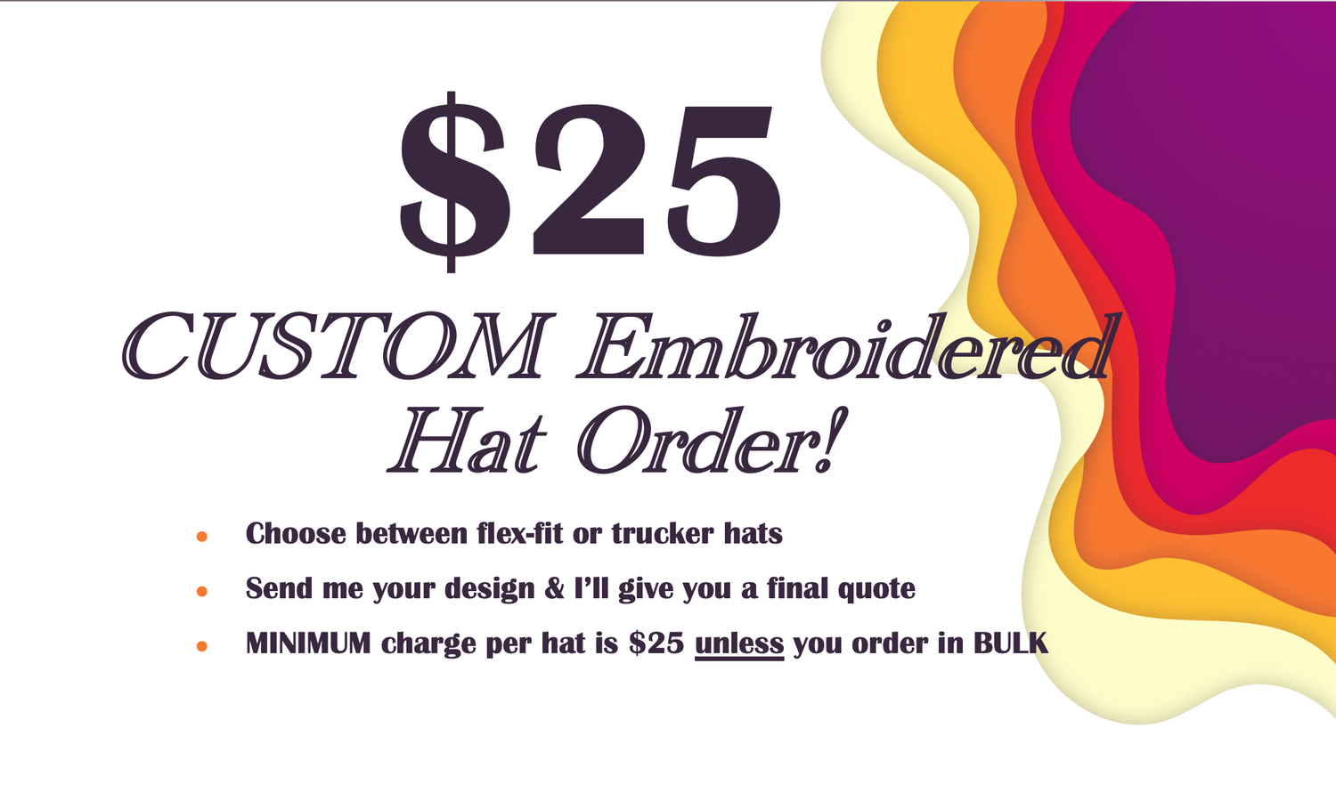 CUSTOM Embroidered Hat Order!