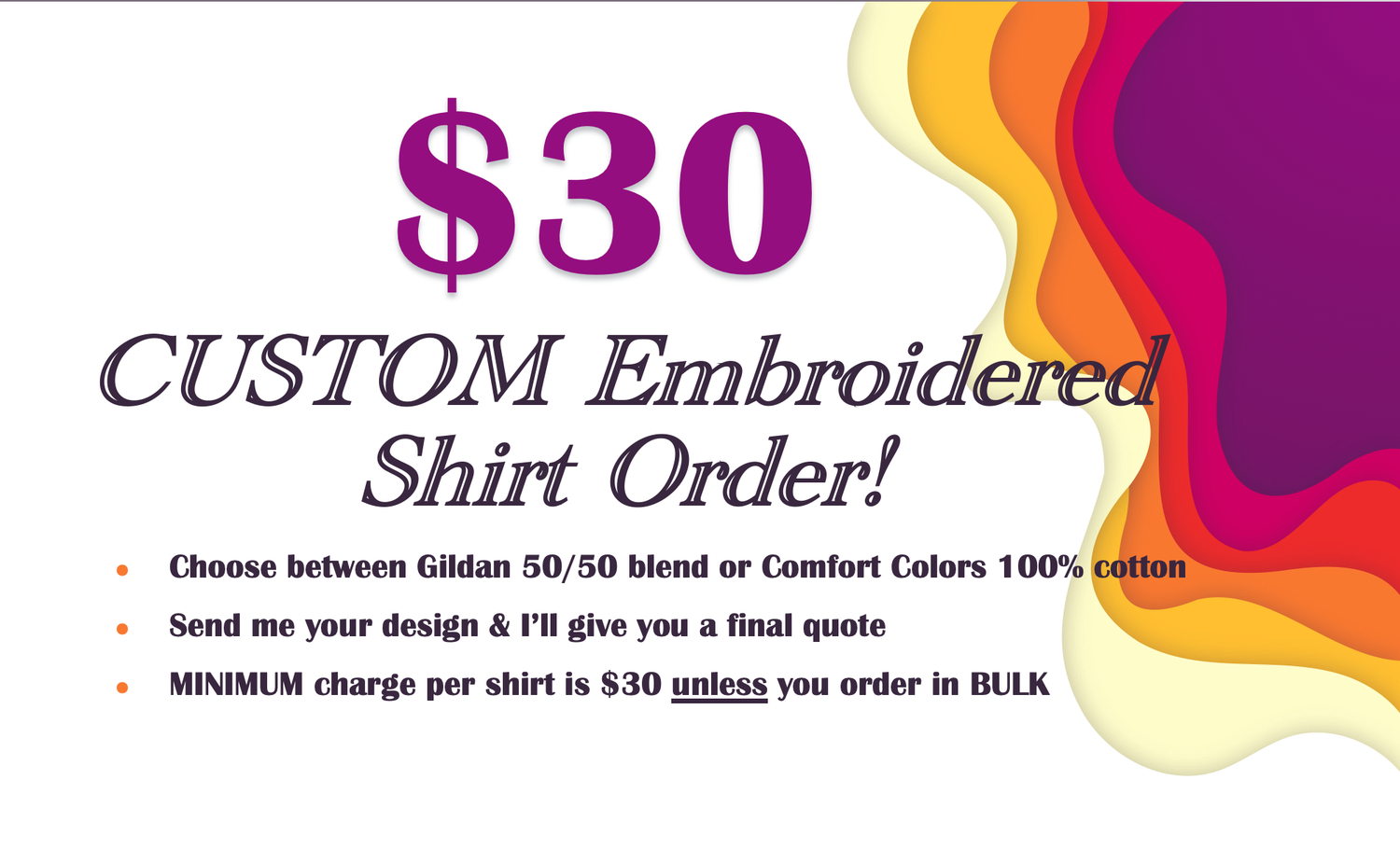 CUSTOM Embroidered Shirt Order!