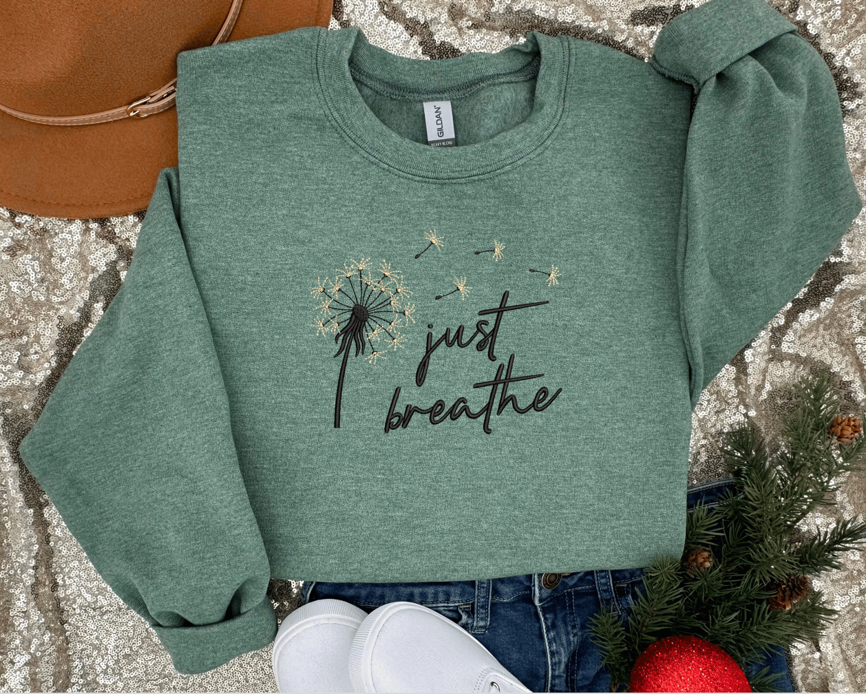 Just Breathe Embroidered Sweatshirt