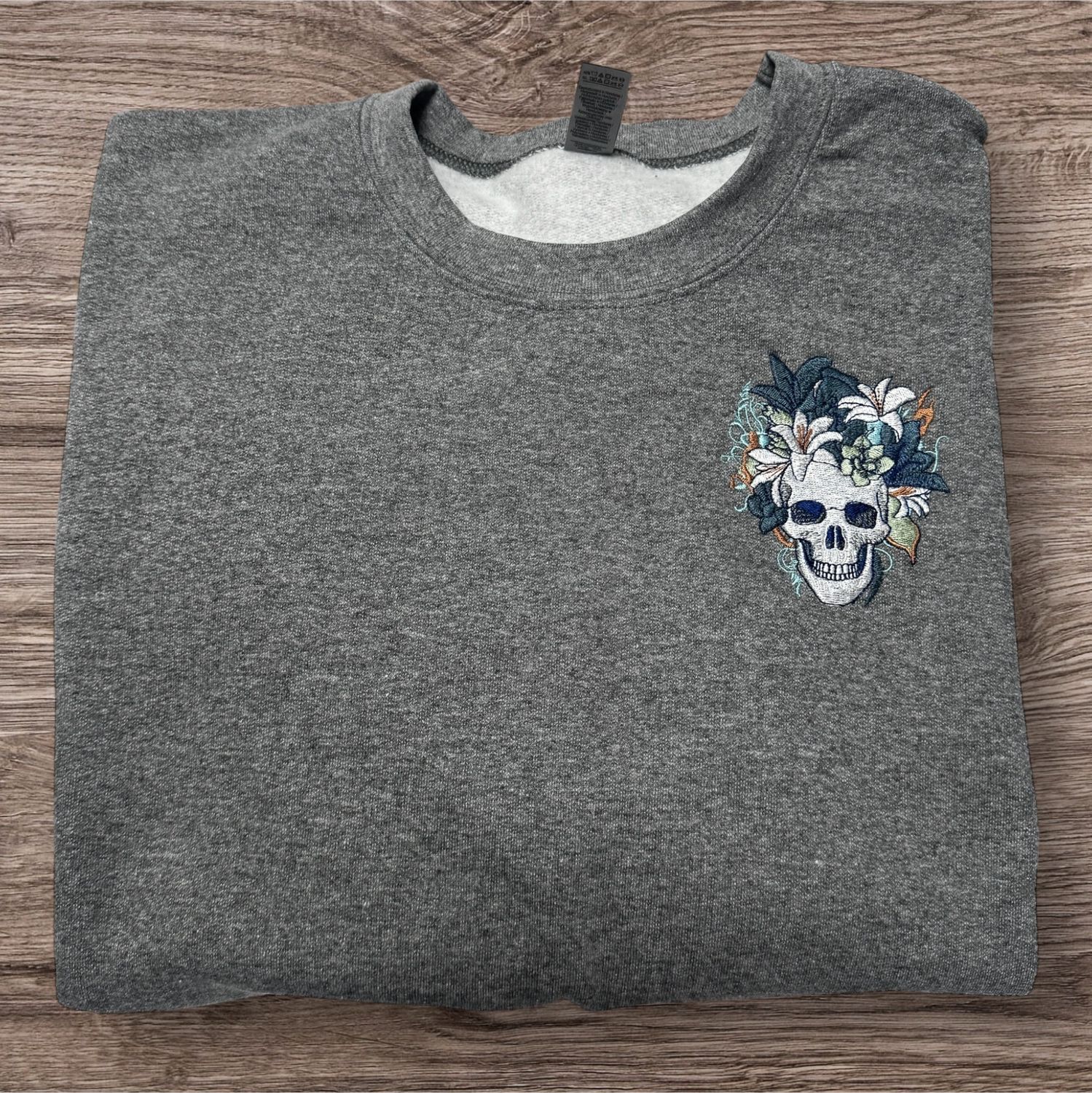 Floral Skull Embroidered Sweatshirt