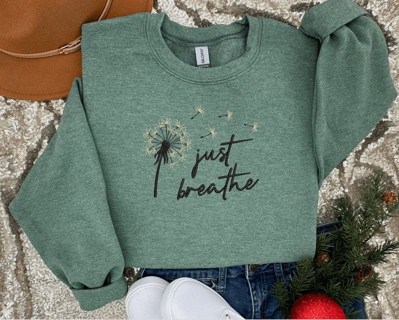 Just Breathe Embroidered Sweatshirt