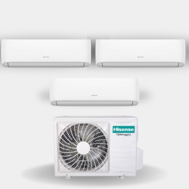 Climatizzatore Condizionatore Hisense Trial Split Inverter serie HI-COMFORT 9+9+9 con 3AMW62U4RJC R-32 Wi-Fi Integrato 9000+9000+9000