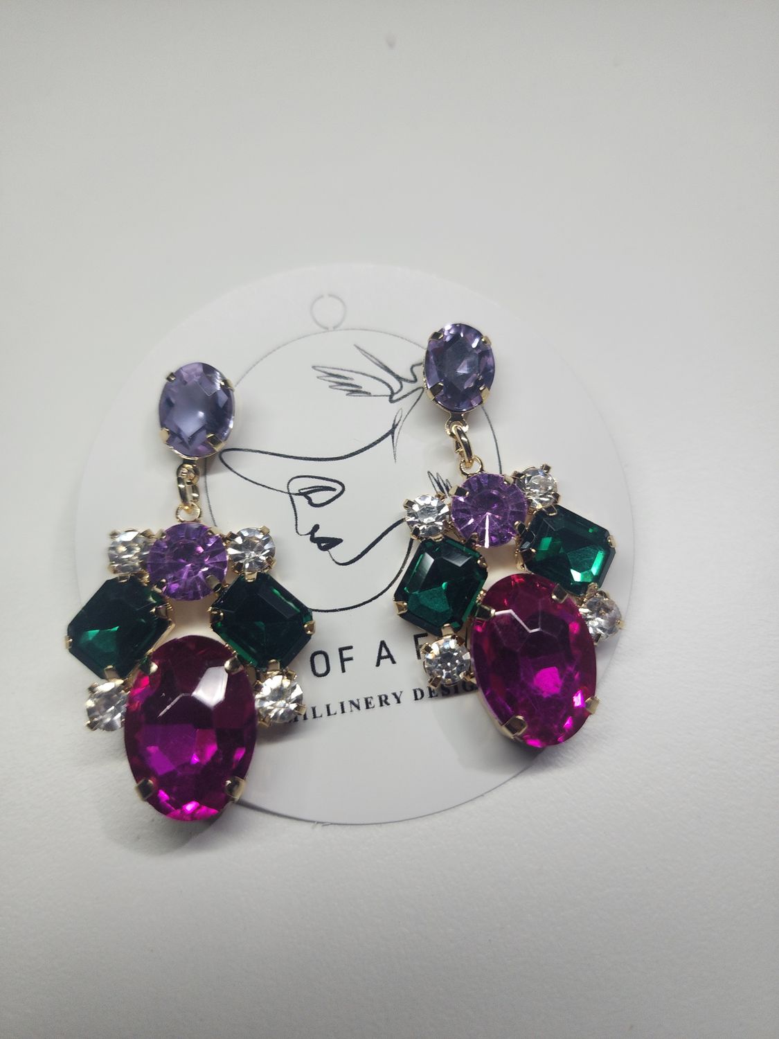 Earings  - Emerald/Magenta
