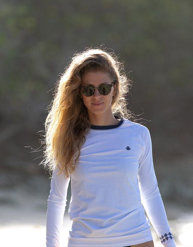 Saint Jacques Lycra Long Sleeves White Shirt UV Protection - Women