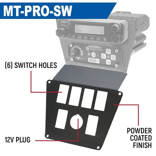 Rugged ACC Switch Plate for MT-Pro-SW. Adds 6 Rocker Switches