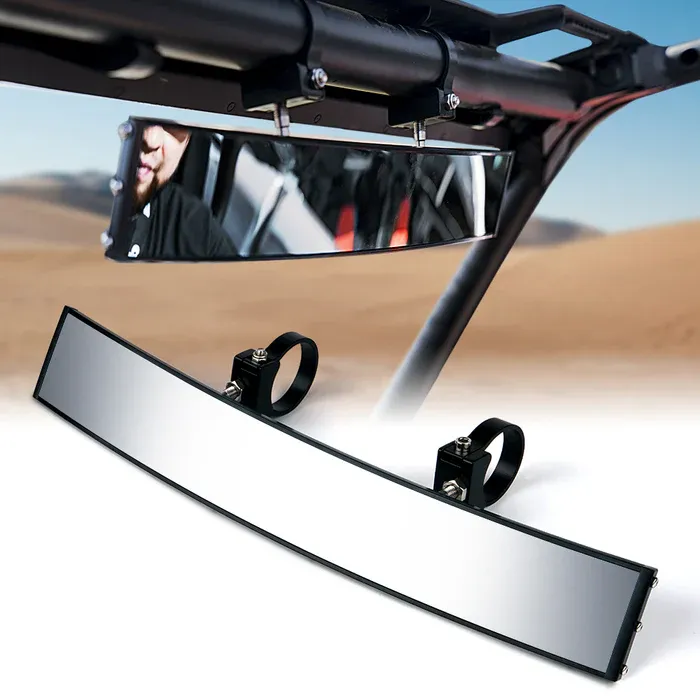 Xprite 17.5&quot; Convex Rear Wide View Tempered Glass Mirror 1.75&quot; Rollbars