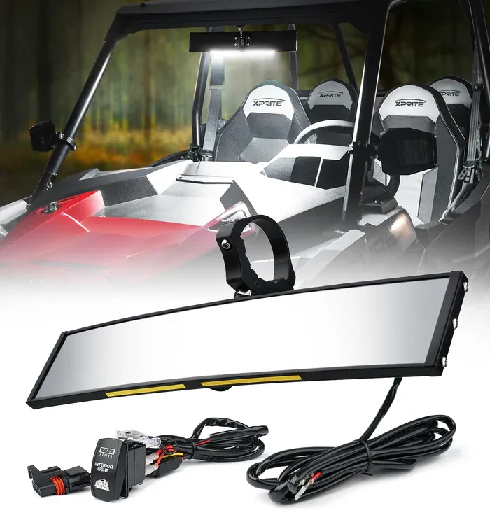 Xprite Aluminum 13&quot; Lighted Review Mirror