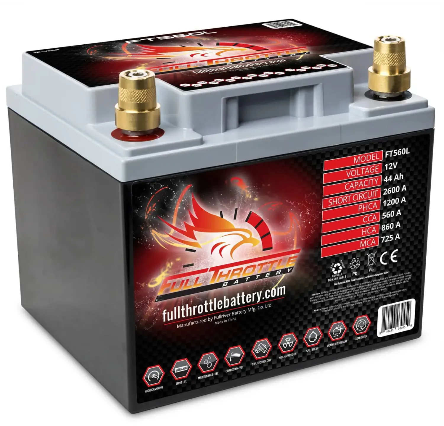 Full Throttle FT560L Battery. RZR Replacement AGM