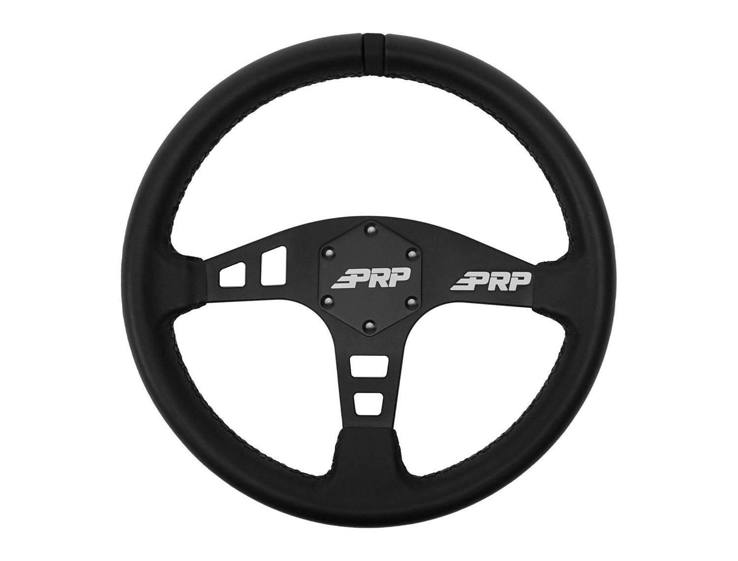 PRP Flat Leather Steering Wheel, Black