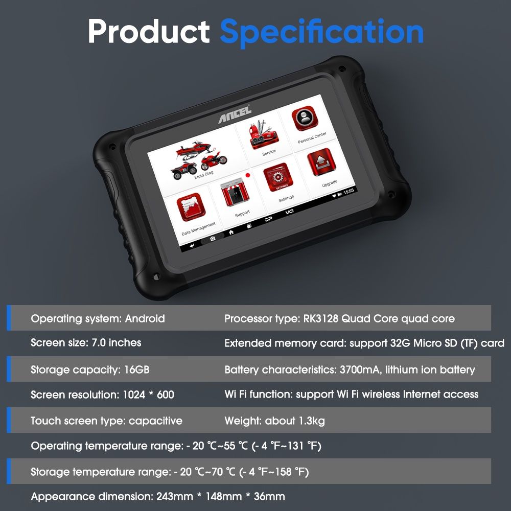 ANCEL MT700 Motorcycle Full System Diagnostic Tool