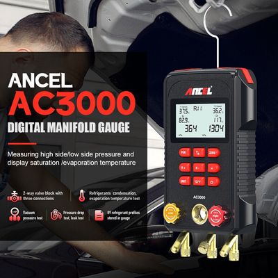 ANCEL AC3000 Digital Manifold Gauge Meter Air Conditioner Refrigerant Leak Tester