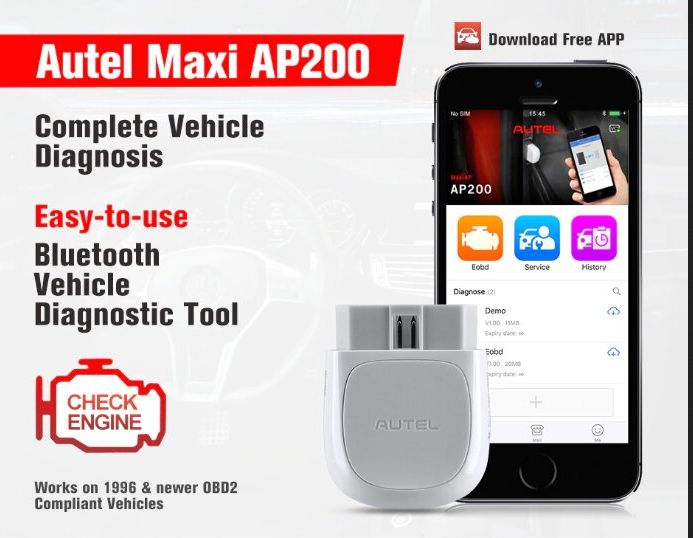 AUTEL AP200 Bluetooth OBD2 Scanner Code Reader with Full Systems Diagnostic for DIYers