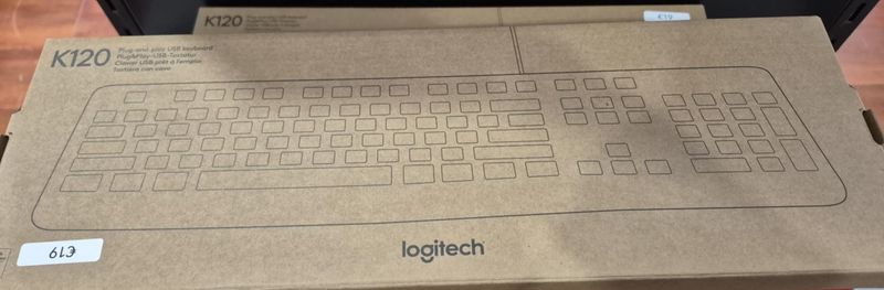 Logitech K120 Wired Keyboard for Windows, USB Plug-and-Play, Full-Size, Spill-Resistant, Curved Space Bar, Compatible with PC and Laptop, QWERTY UK English Layout, Black