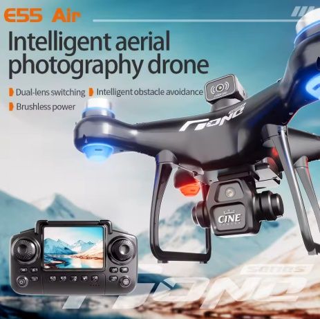 E55 Mini Drone 4K Professional HD Camera with Large Screen 2.4G WIFI FPV Dron Brushless Optical Flow Hover Folding Quadcopter