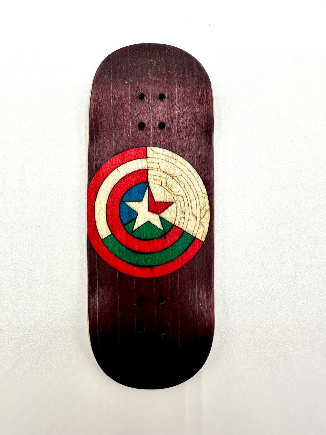 Workers FB Fingerboard Deck Captain America Shield Purple 34 High Zero