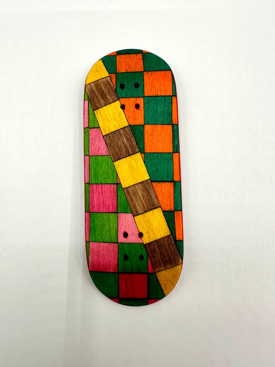 Workers FB Fingerboard Deck Checkered Split Yellow 34 Low Street