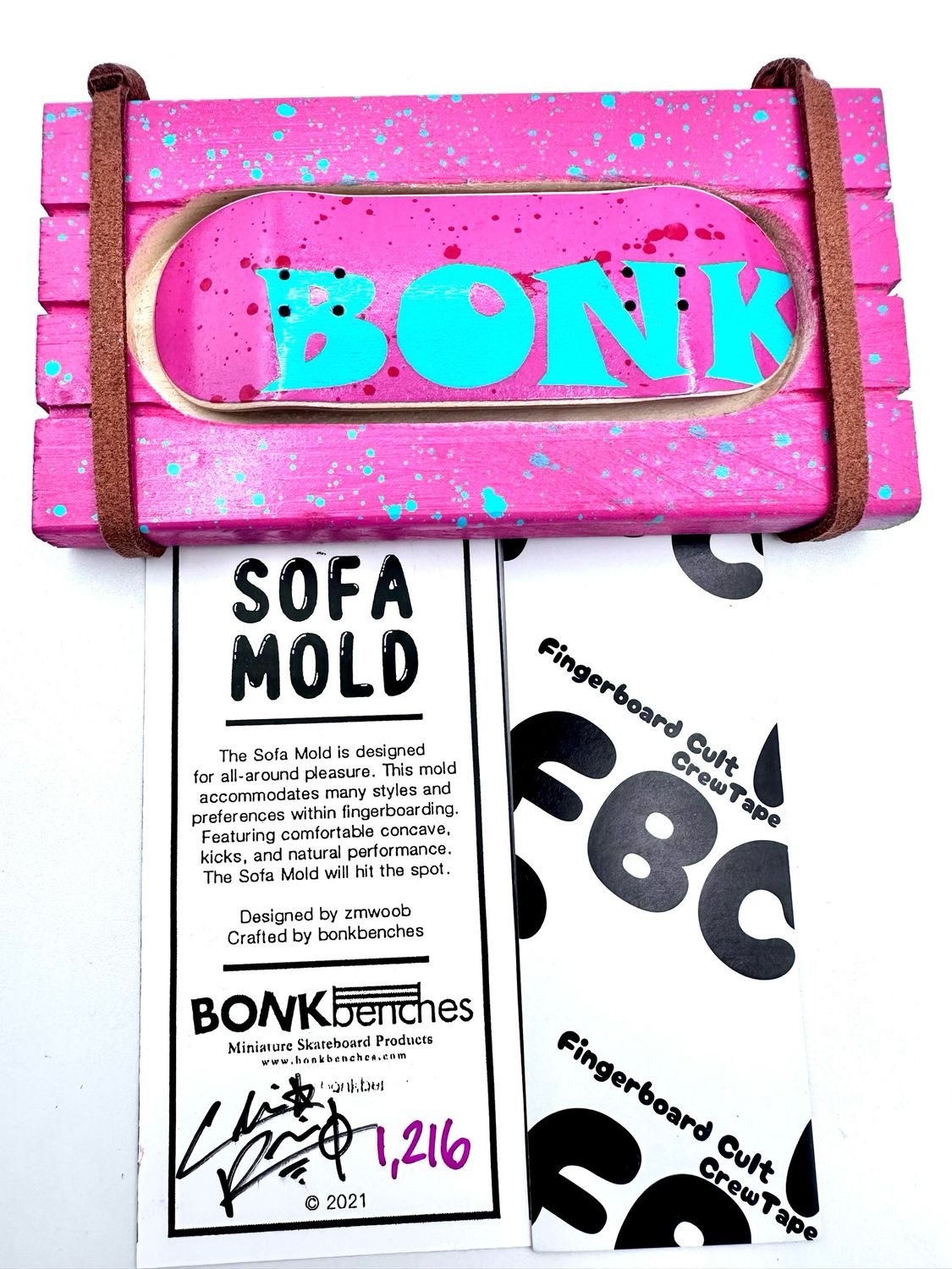 Bonk Benches Custom Sofa Mold Fingerboard Deck #1216 32mm