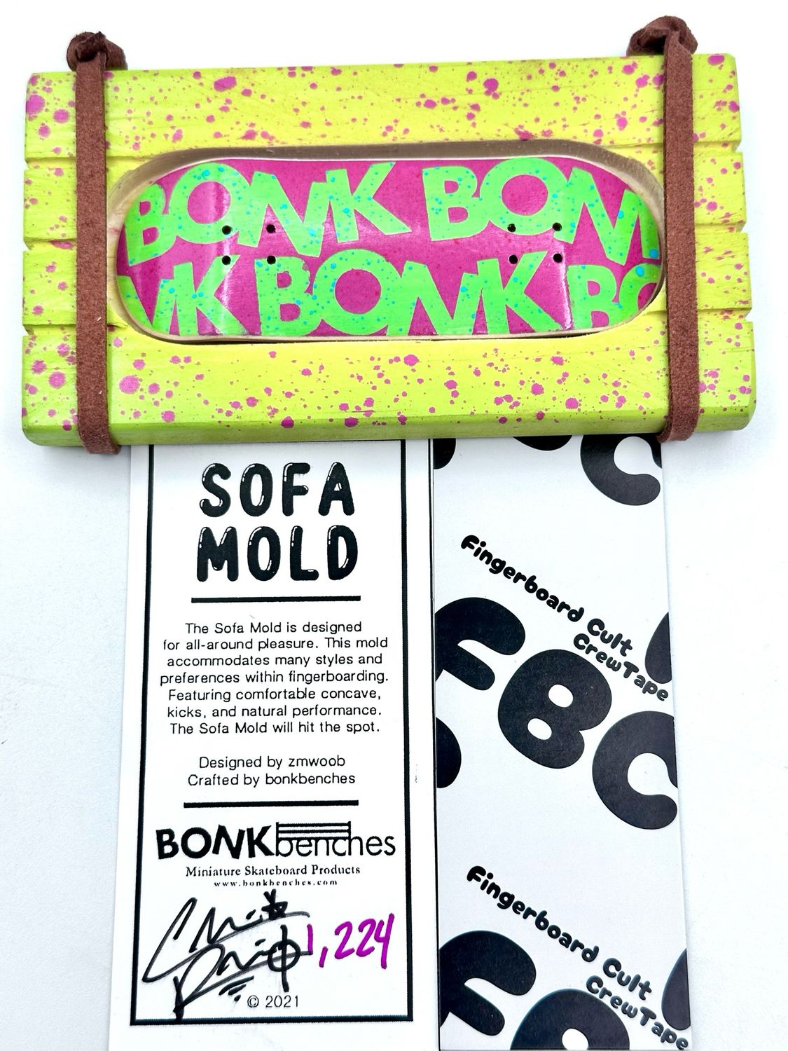 Bonk Benches Custom Sofa Mold Fingerboard Deck #1224 32mm